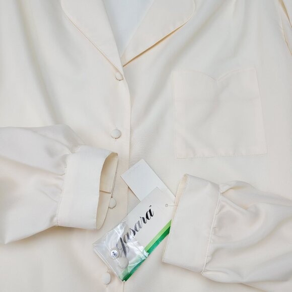 Vintage 70s/80s Jasara Ivory Button-Front Blouse Made in Japan Deadstock NWT - Picture 7 of 7